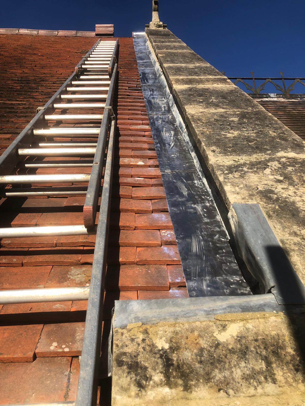 Completed lead abutment flashing repair on a tiled roof by Vallano Roofing